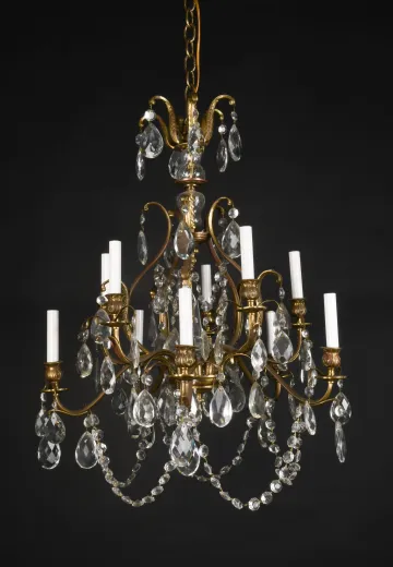 Brass & Crystal Ten Light Chandelier