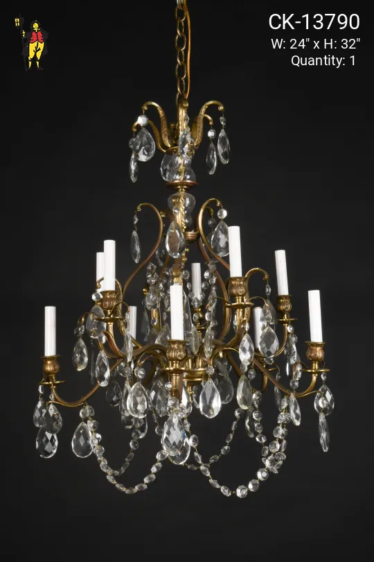 Brass & Crystal Ten Light Chandelier