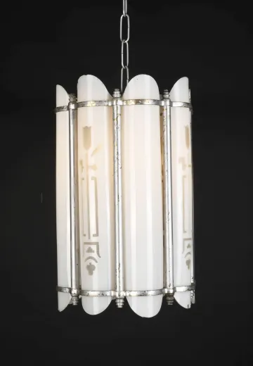 Art Deco Frosted Glass Hanging Pendant