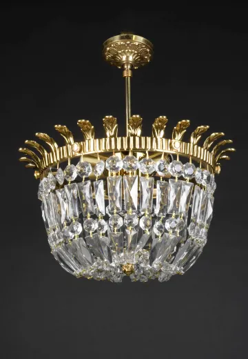 Semi Flushmount Crystal Basket Hanging Fixture