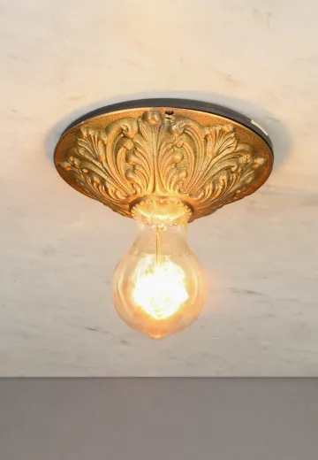 Ornate Brass Flush Mount Fixture