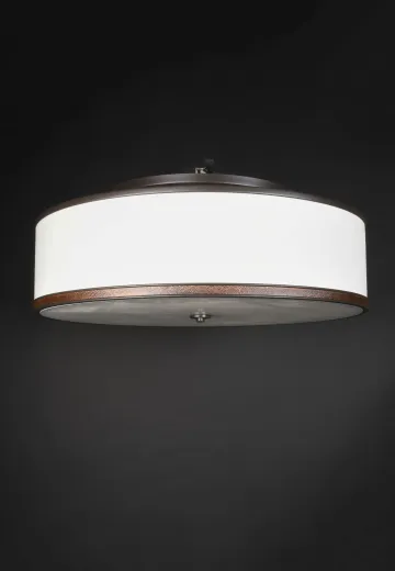 30" Bronze Fabric Shaded Flush Mount Fixture