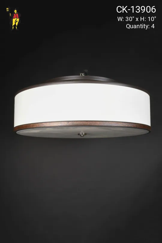 30" Bronze Fabric Shaded Flush Mount Fixture