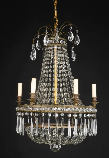 Six Light Crystal Basket Chandleier