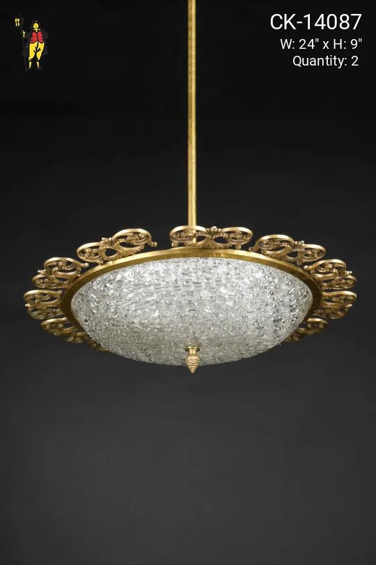 Brass & Crystal Hanging Bowl (Available as Pendant or Flush)