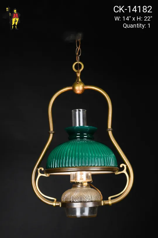 Green Student Shaded Victorian Hanging Fixture