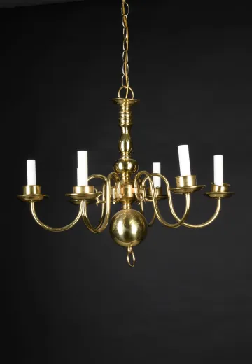 Six Light Brass Georgian Chandelier