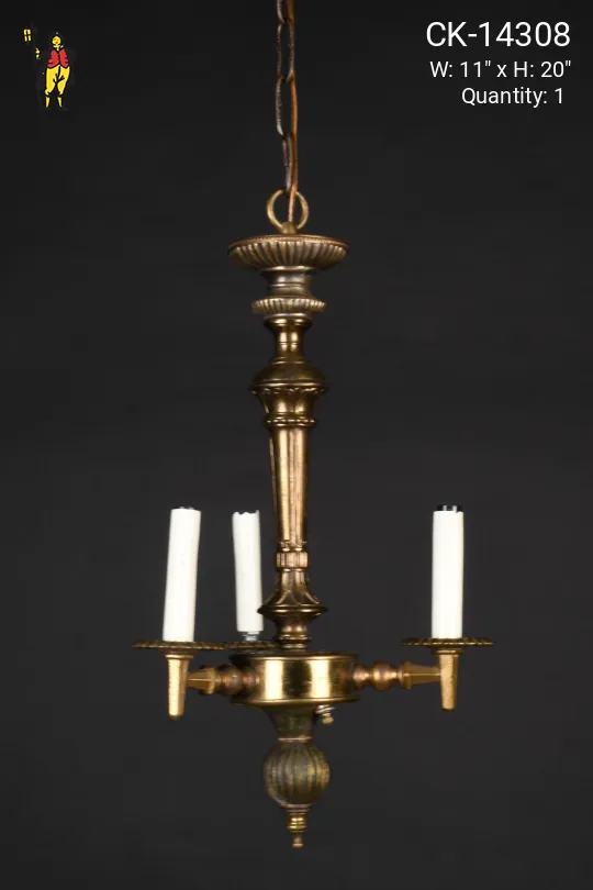 Three Light Antique Brass Chandelier