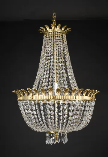 Eight Light Crystal Basket Chandelier