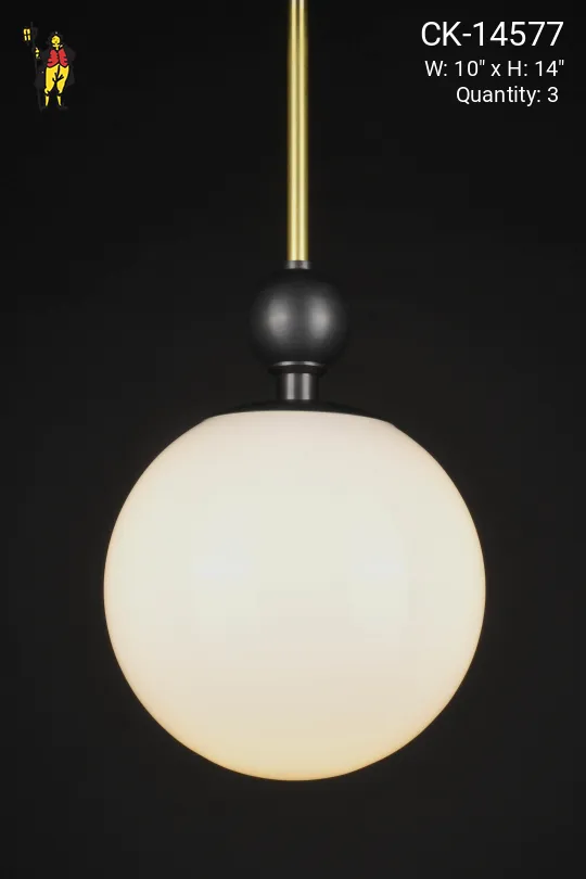 Brass & Black Neckless Globe Hanging Fixture