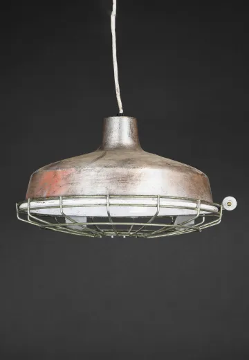 16" Distressed Silver Hanging RLM (Available w/Metal Cage)