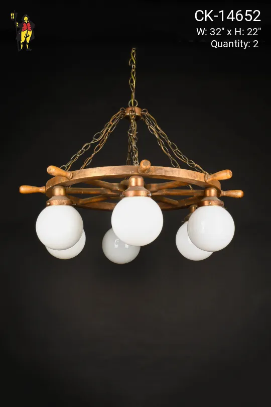 Six Light "Ship Wheel" Chandelier