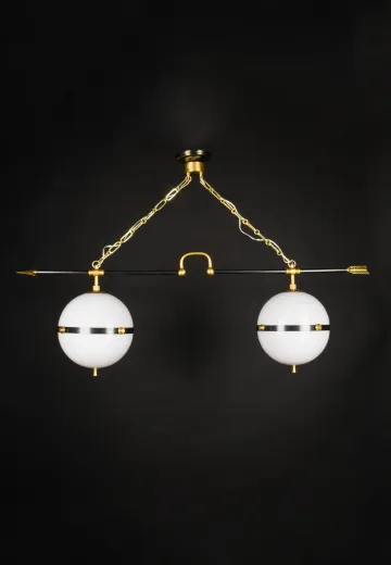 Black & Brass Two Light Chandelier