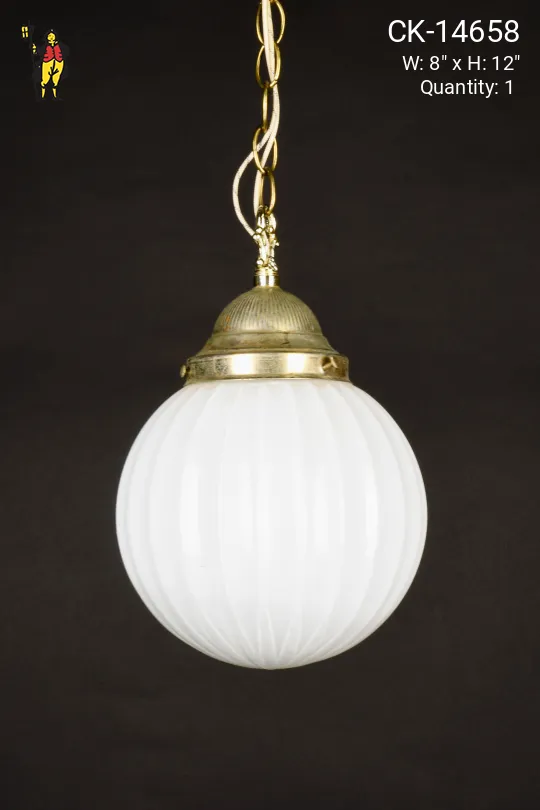 8" White Glass Hanging Globe