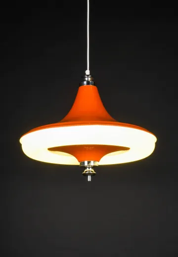 Orange Mid Century Fluorescent Pendant