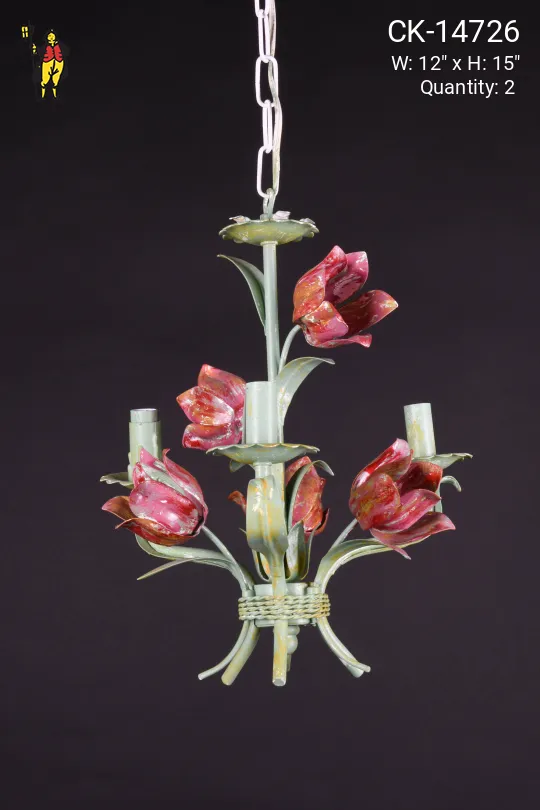 Small Green Floral Chandelier