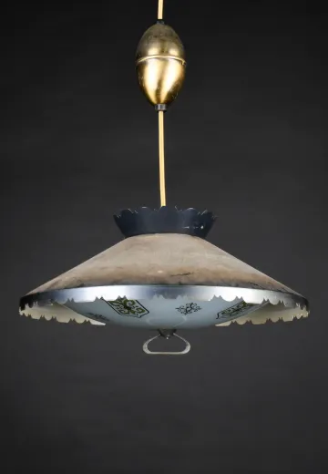 Black Metal Mid Century Pull Down Fixture