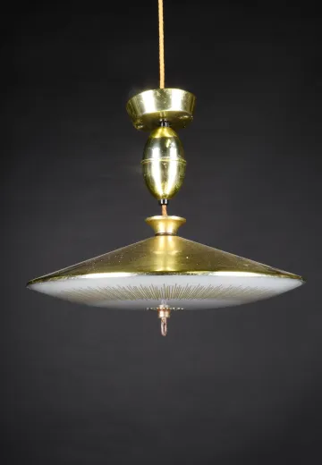 Brass Mid Century Pull Down Fixture