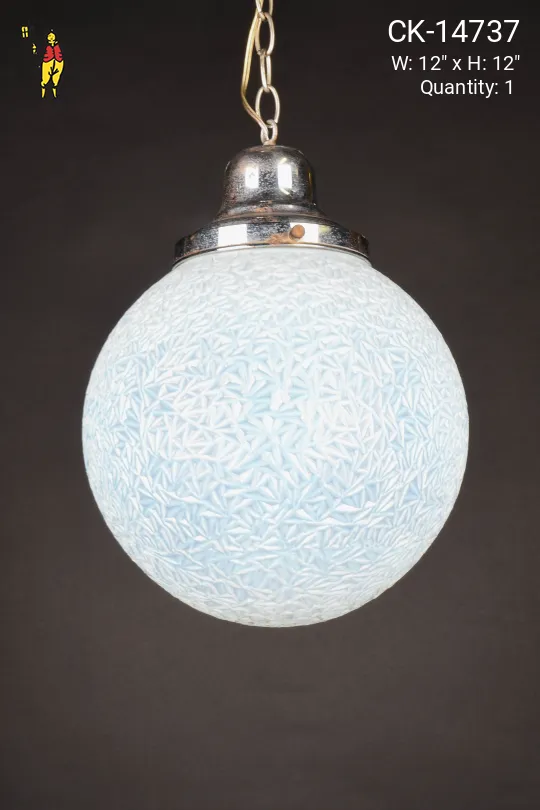 12" Light Blue Textured Hanging Glass Globe
