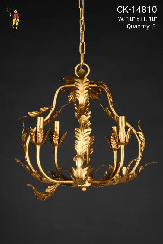 Brass Small Four Light Chandelier