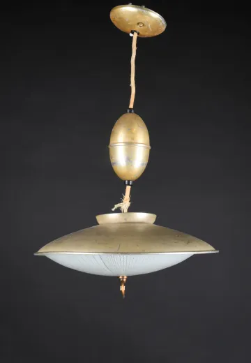 Brass Mid Century Pull Down Fixture