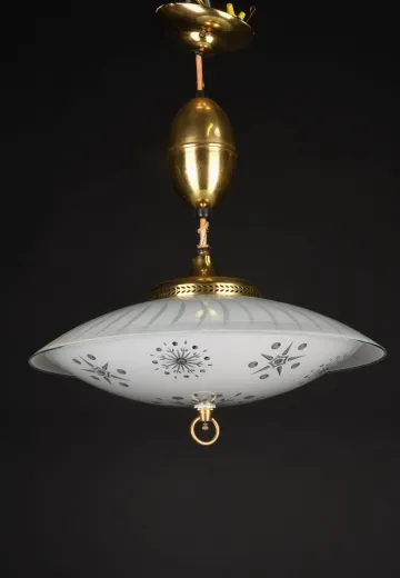 Glass Mid Century Pull Down Hanging Fixture