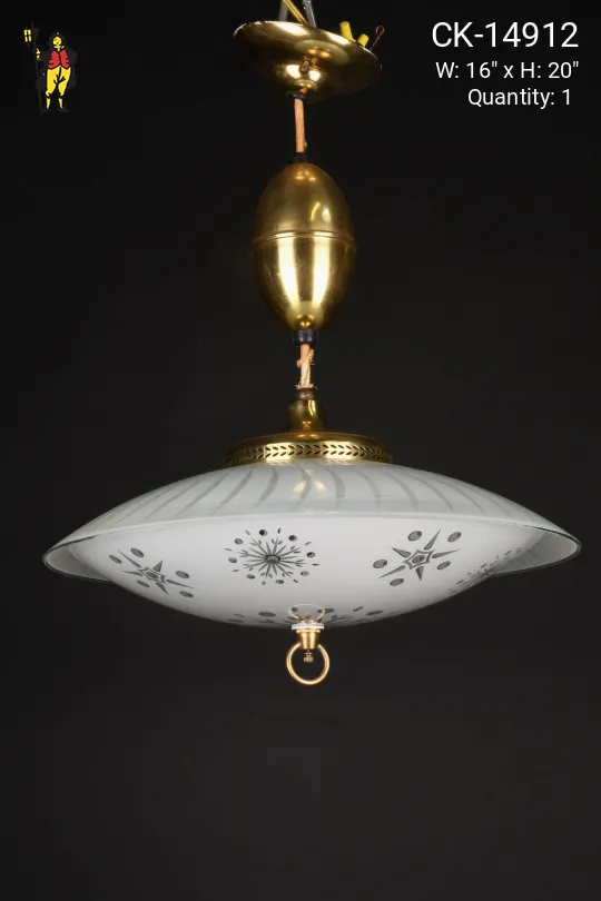 Glass Mid Century Pull Down Hanging Fixture