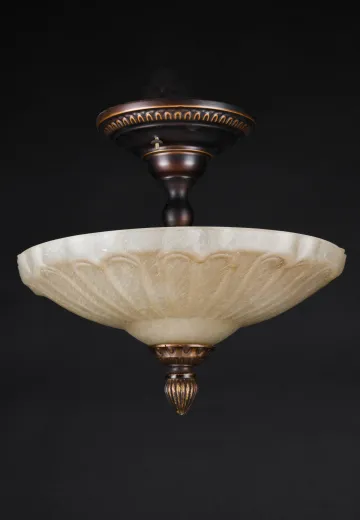 Bronze Three Light Semi Flush Mount Hanging Fixture
