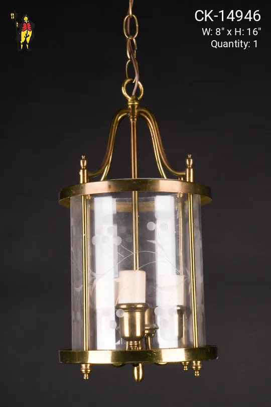 Antique Brass Three Candle Hanging Lantern