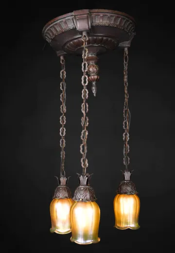 Bronze Three Light Hanging Pendant Flush Mount Fixture