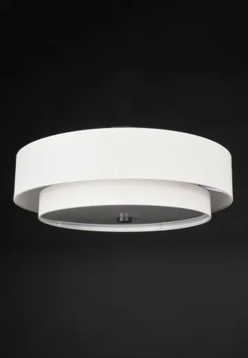Fabric Two Tiered Drum Shade Flush Mount Fixture