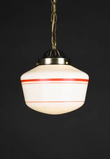 8" Red Striped Hanging Schoolhouse Globe