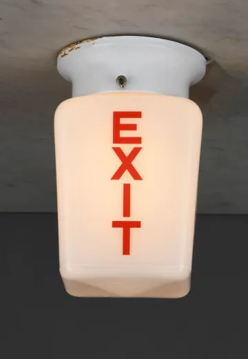 Vintage Flushmount Three Sided "Exit" Globe