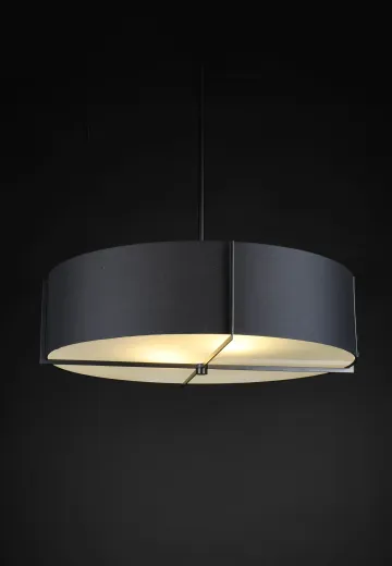 Black Fabric Hanging Drum Shade Pendant