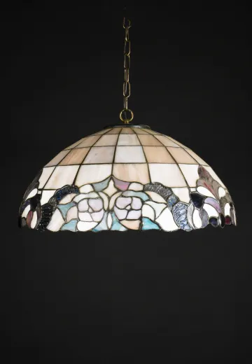 Purple & Blue Floral Art Glass Hanging Pendant