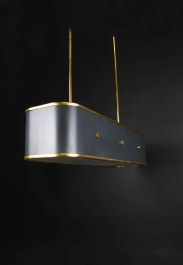 Navy Blue & Brass Linear Hanging Fixture