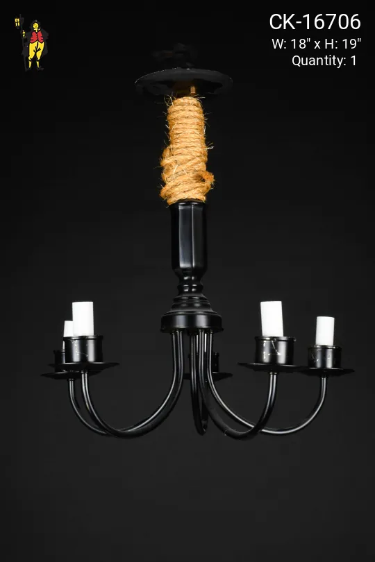 Black Five Light Nautical Rope Traditional Chandelier