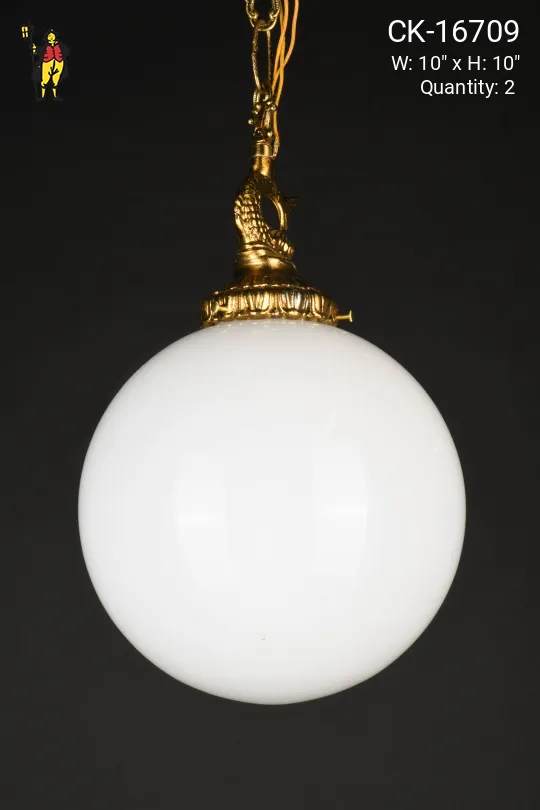 10" Glass Globe w/Gothic Brass Holder