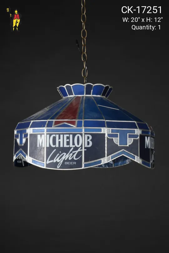 Blue "Michelob" Beer Hanging Plastic Shade (Missing Piece on Top Portion)