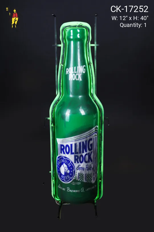Green "Rolling Rock" Beer Neon Sign