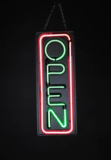 Green & Pink Neon "Open" Sign