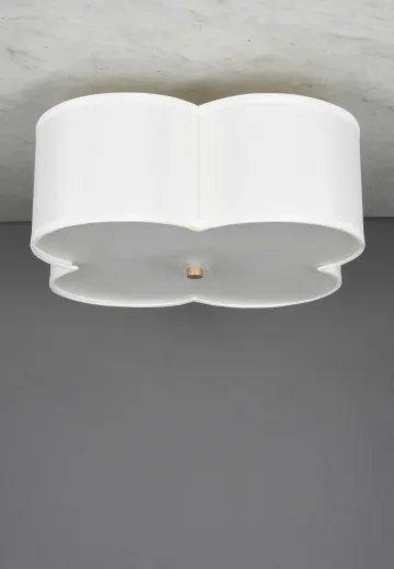 Clover Shaped Fabric & Glass Shaded Flush Mount Fixture