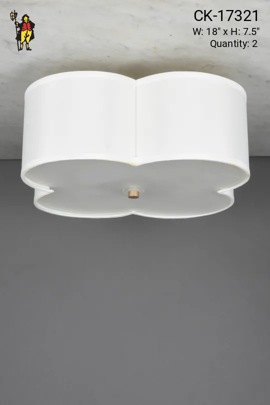 Clover Shaped Fabric & Glass Shaded Flush Mount Fixture