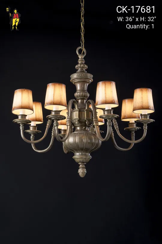 Antique Brass Curved Arm Chandelier