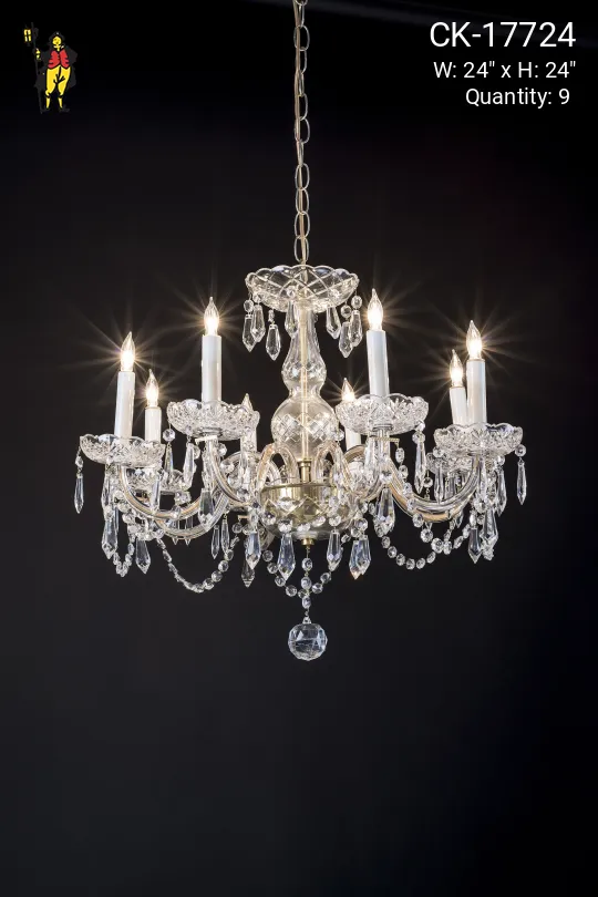Eight Light Petite Crystal & Brass Chandelier