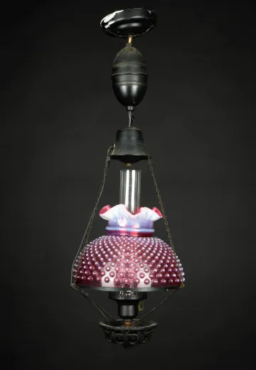Pink Shaded Victorian Hanging Pull-Down Pendant