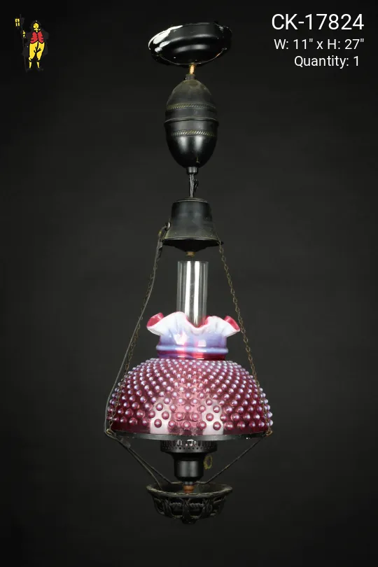 Pink Shaded Victorian Hanging Pull-Down Pendant