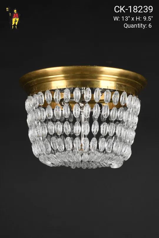 Polished Brass & Crystal Basket Flush Mount