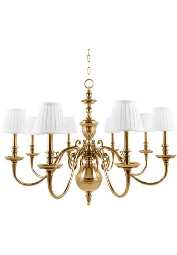Eight Light Brass Georgian Chandelier