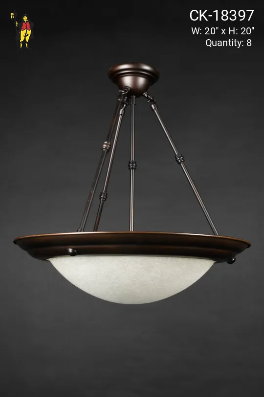Bronze & Frosted Glass Hanging Bowl Pendant